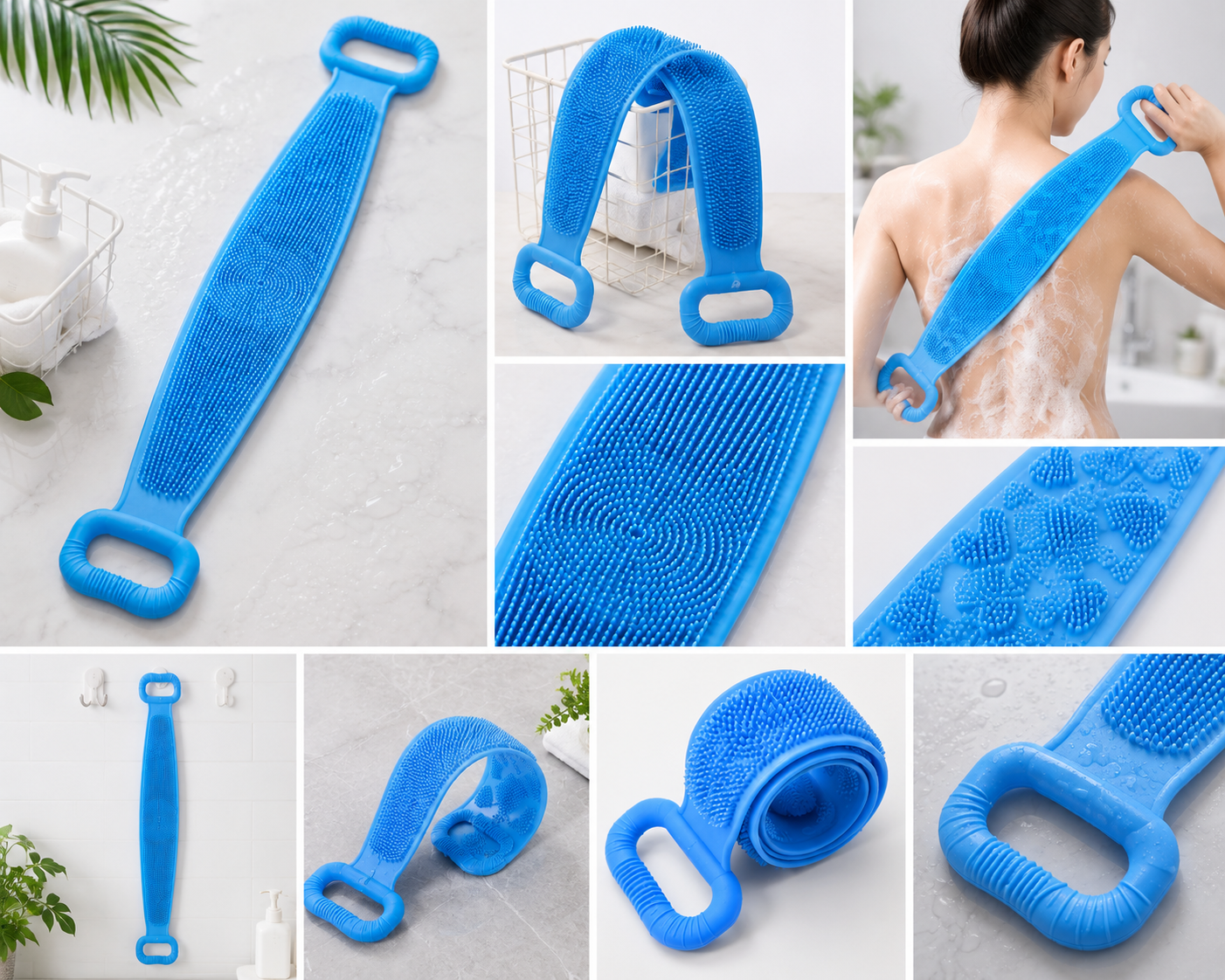 Silicone Body Back Scrubber β Double-Sided Exfoliating Bath Brush for Deep Skin Cleaning
