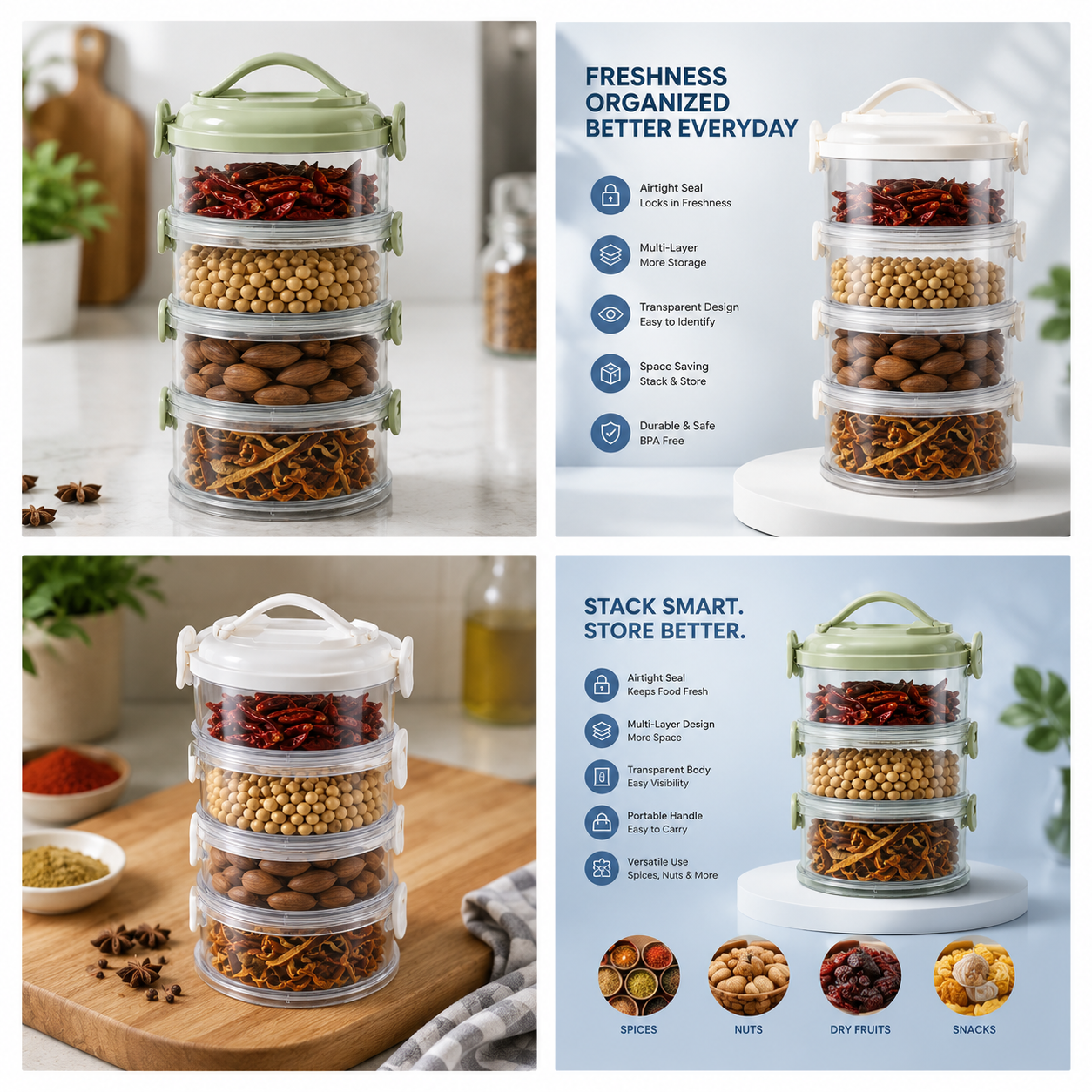 Multi-Layer Sealed Spice Organizer – Airtight Kitchen Storage