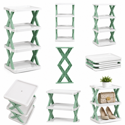 4-Layer Stackable Shoe Rack – Adjustable Multi-Purpose Storage Organizer for Home & Entryway