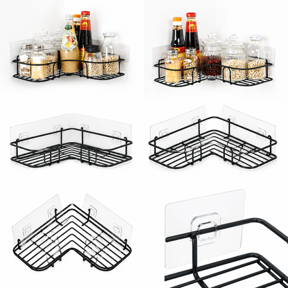 Self-Adhesive Bathroom Corner Shelf – No-Drill Wall Mount Storage Rack & Organizer